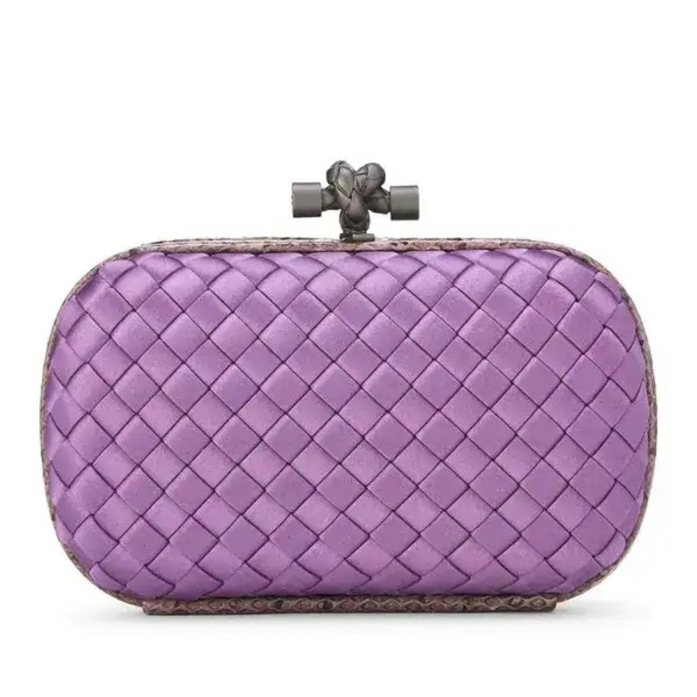 Archival Bottega Veneta Knot Clutch - Lilac Satin and Snakeskin (Ayers)